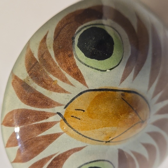 Tonala Mexican Pottery, Owl, Medium sized, Signed, Blue, Handmade, Hand painted - Picture 10 of 11